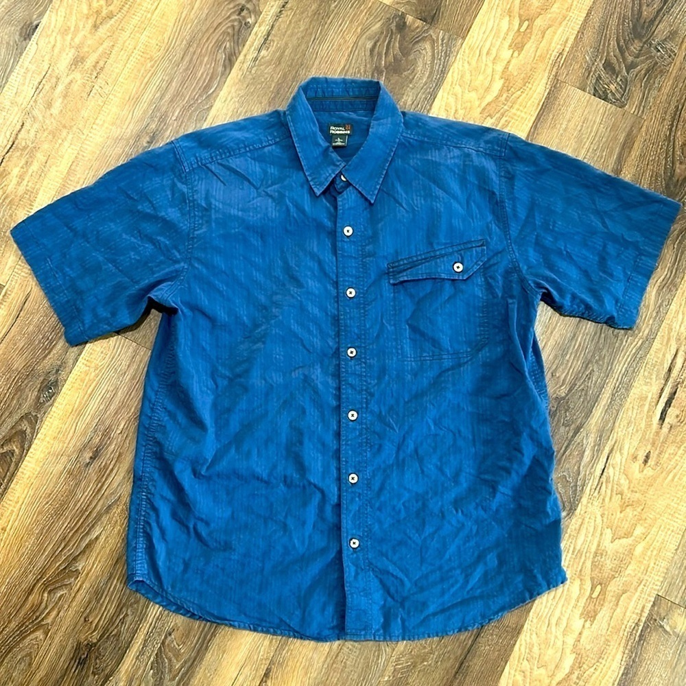 Royal Robbins denim blue color button front short sleeve shirt size large - Picture 1 of 15